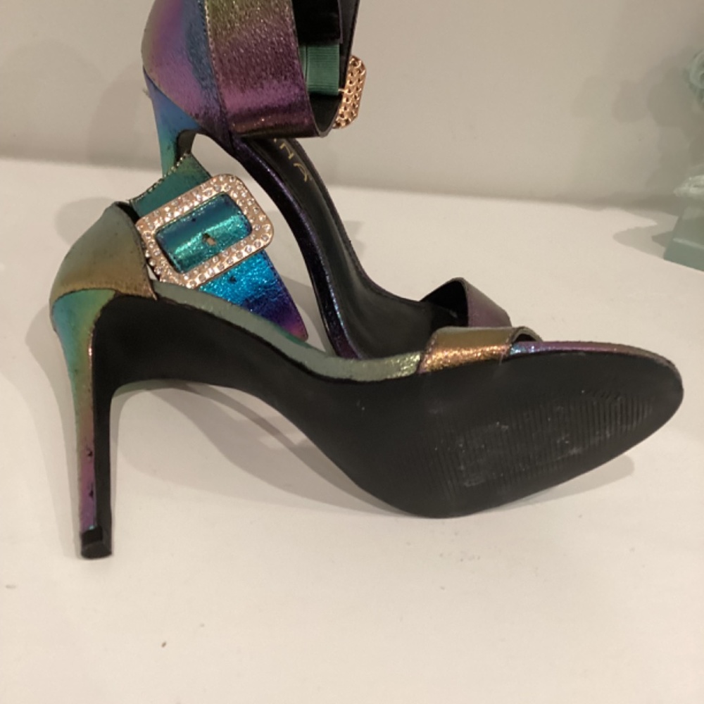 Liliana Heels Strappy Synth Leather Gorgeous Sandals Heels Crystal buckle 10 - Picture 12 of 13
